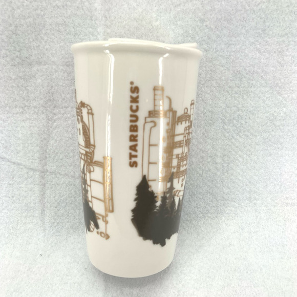 Starbucks Seattle Gasworks Park 2015 Travel Mug White Ceramic PNW Collectors Cup - Picture 6 of 9